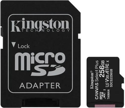 Карта памяти Kingston microSDHC 256GB Canvas Select A1 (W100/W85) SD адаптер 6519924, фото №1