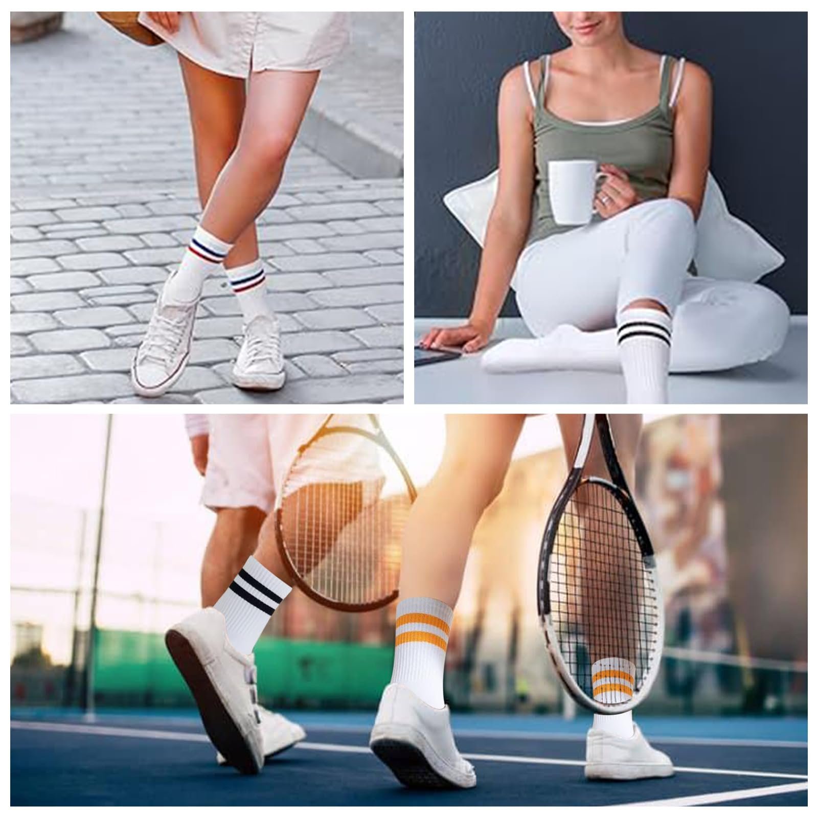 Теннисные носки 6 пар Полосатые спортивные носки с хлопковой подкладкой 39-42, фото №5