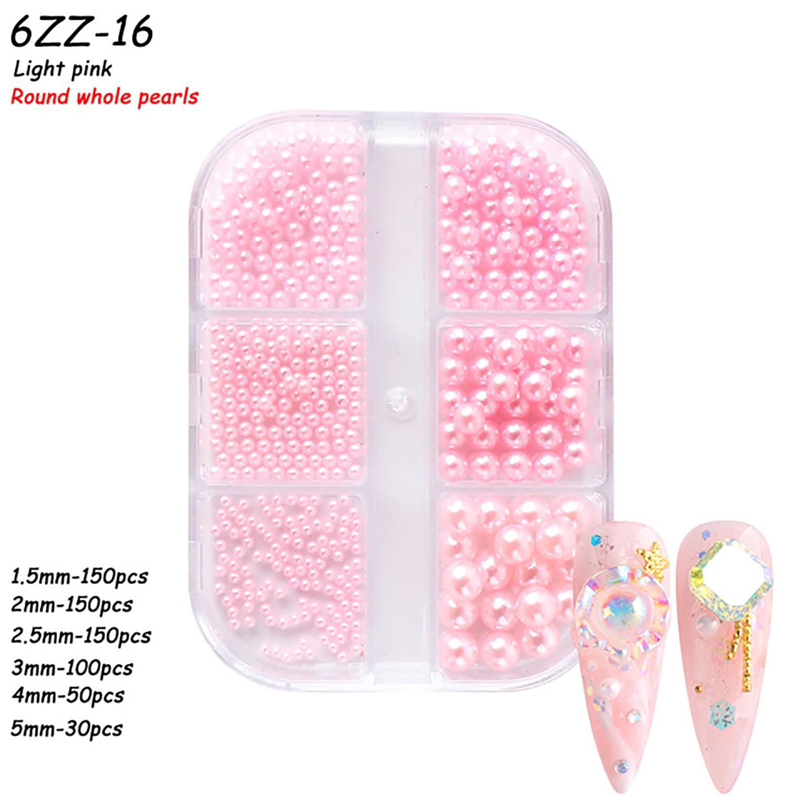 Набір намистин для нігтів Білі стрази Напівкруглі Білі Бежеві перлини DIY EXb144, фото №4