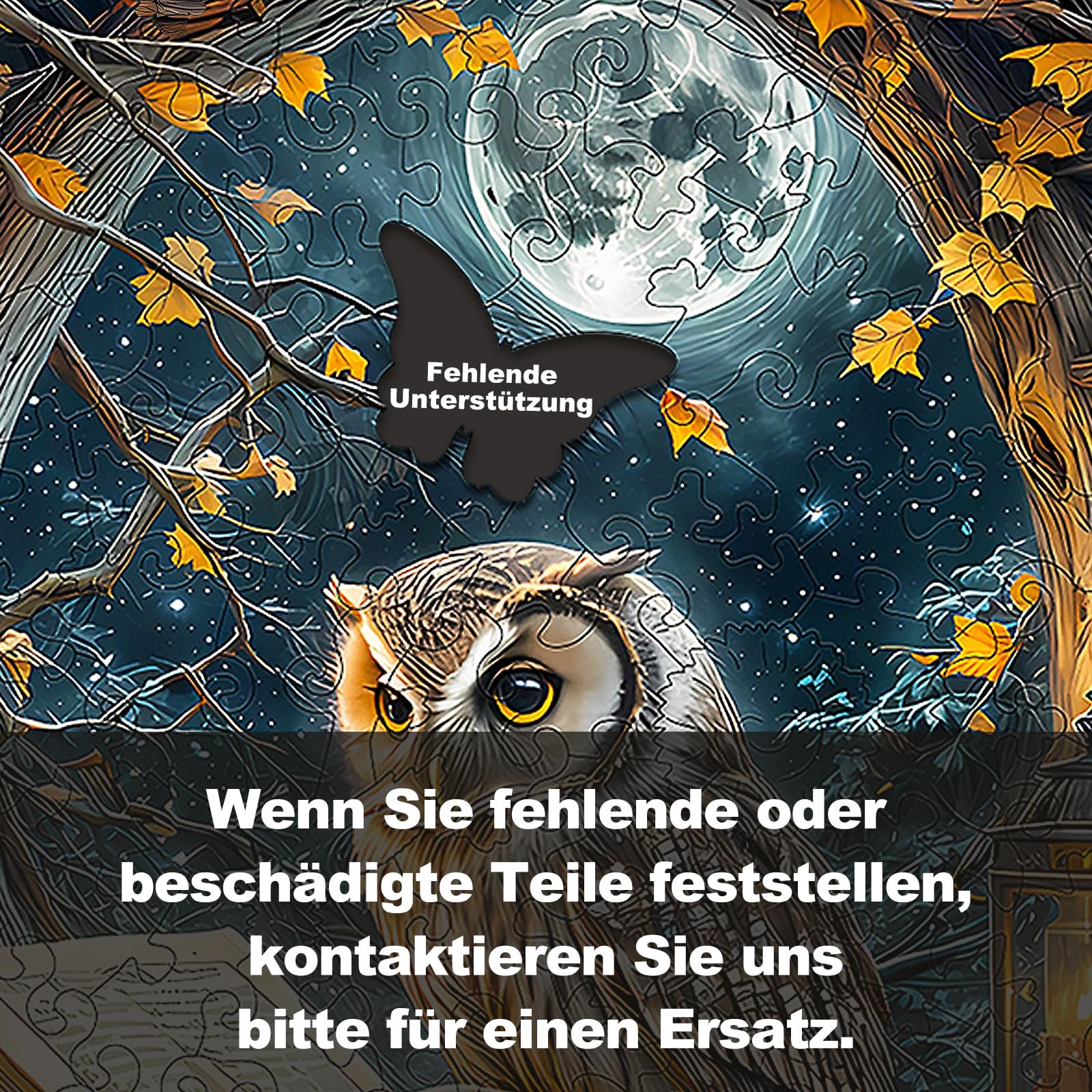 Пазл WOODBESTS Moonlight Owl 270 элементов деревянный уникальной формы 34 x 34 см, фото №7