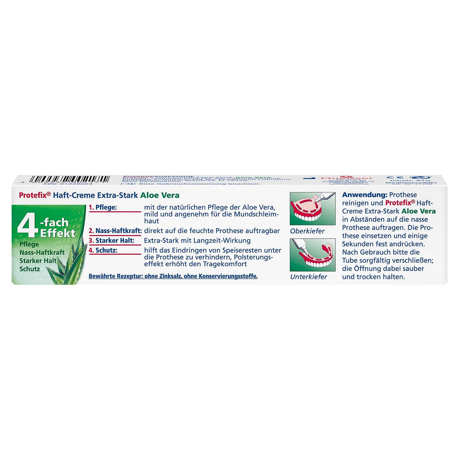 Фіксуючий крем Protefix Aloe Vera для повних та часткових протезів 5 x 47 г, фото №2 Фіксуючий крем Protefix Aloe Vera для повних та часткових протезів 5 x 47 г, фото №2