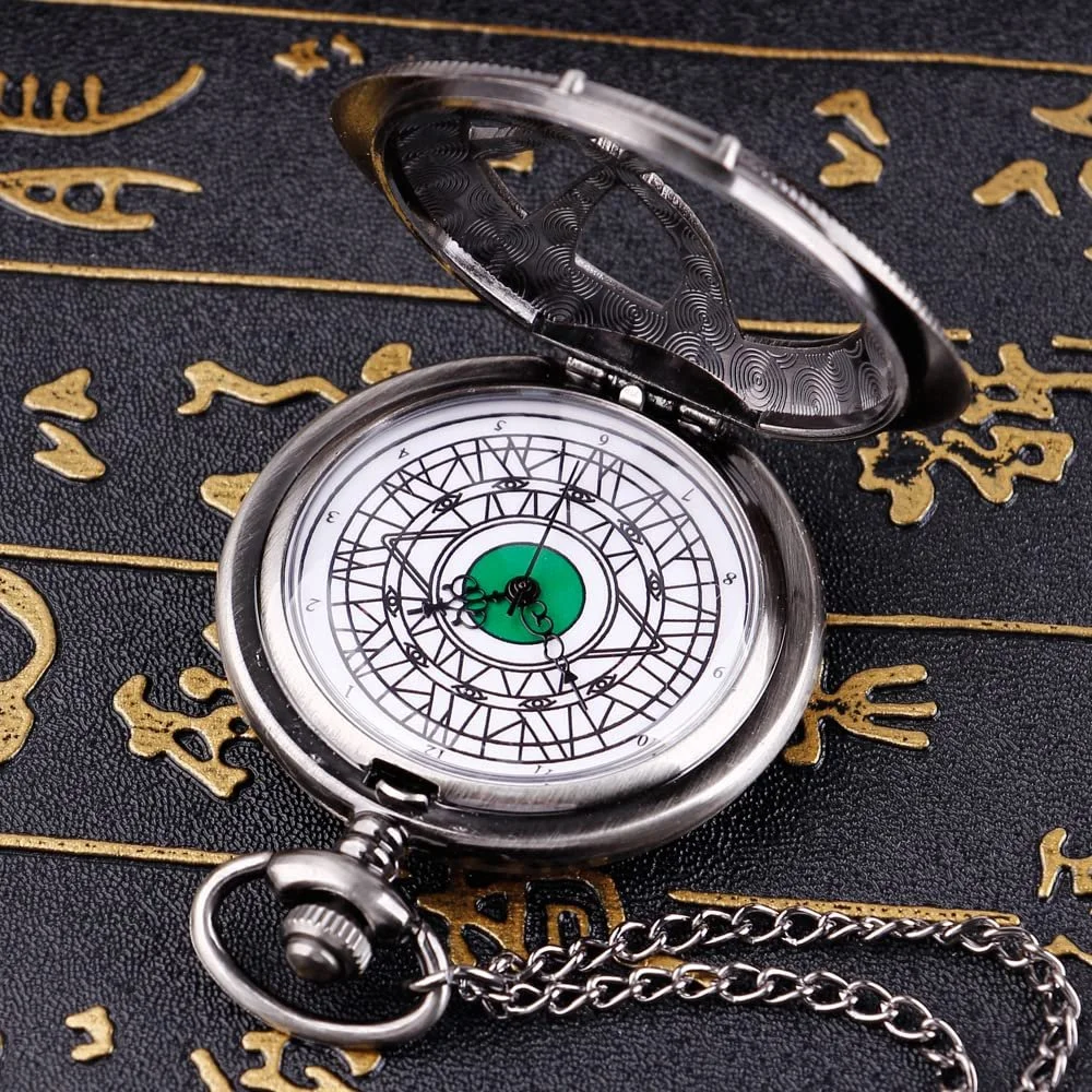 Кишеньковий годинник кварцовий з ланцюжком, Череп, Set-qz303-0720, фото №9