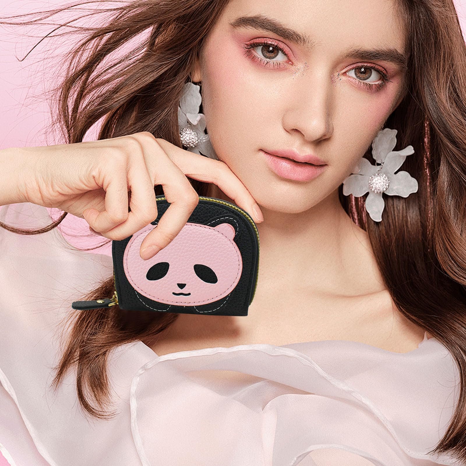 Кошелек AfitLulu Женский Картхолдер Аккордеон Маленький Кошелек PU Кожа Белый Panda, фото №4