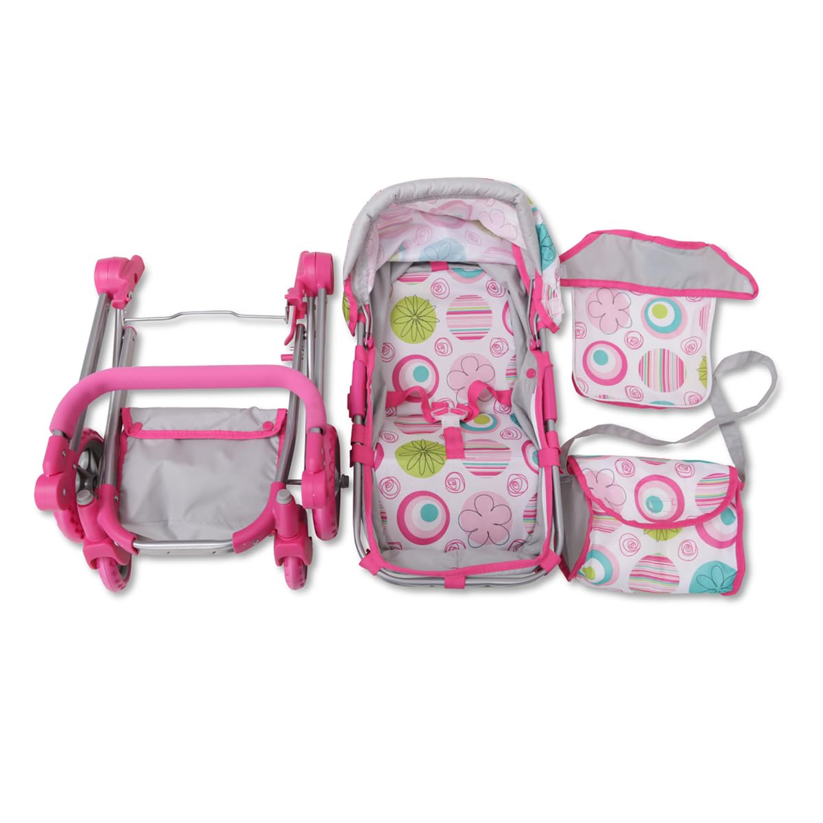 Коляска Moni 9651B Регульована Ручка Козирок Сумка Рожевий, фото №8