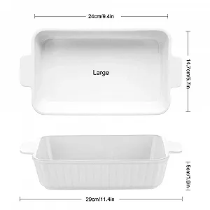 Набор форм для запекания Porcelain 2 шт. Белые прямоугольные полосатые с ручками synthetic.ua - Фото 1