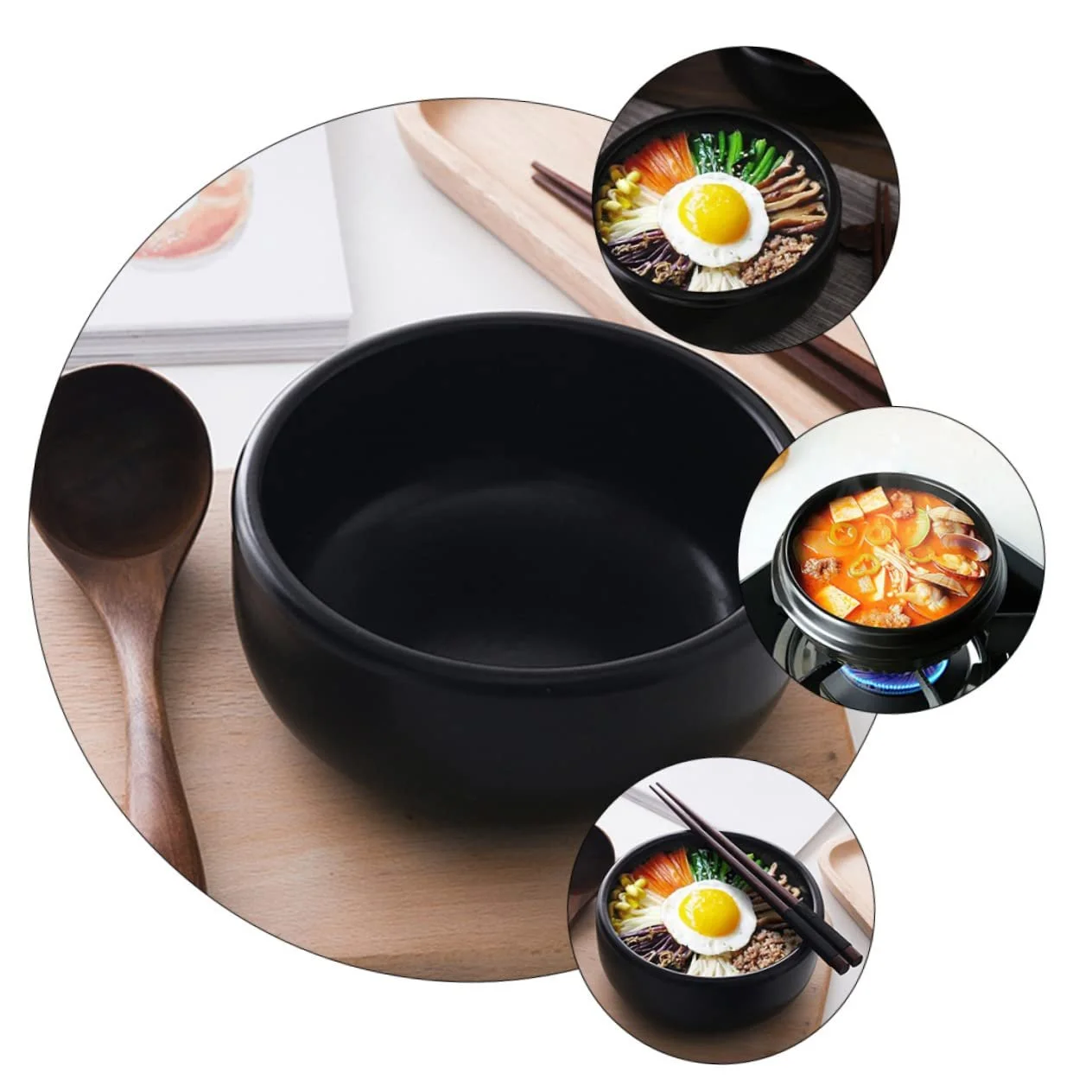 Кастрюля для супа VALICLUD керамическая для бибимбапа термостойкая с вентиляцией, фото №9