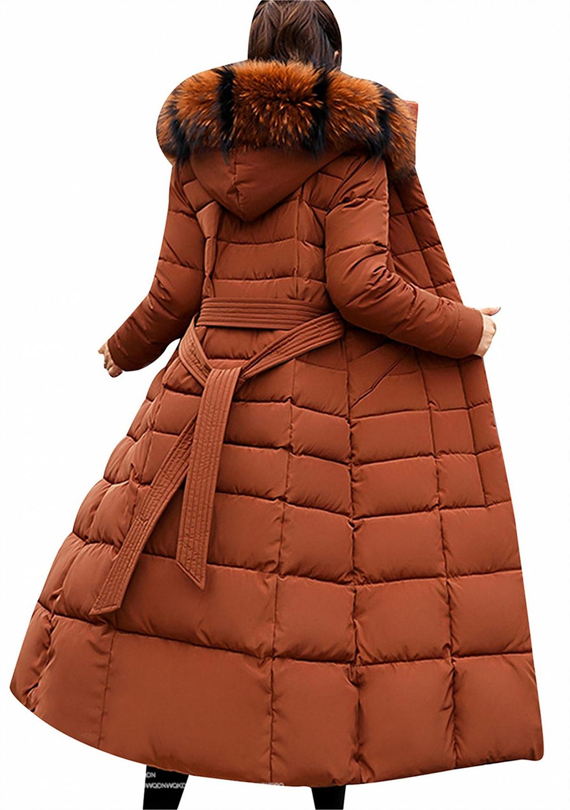 Пуховик Yming Максі з капюшоном зі штучного хутра, довга, фото №3