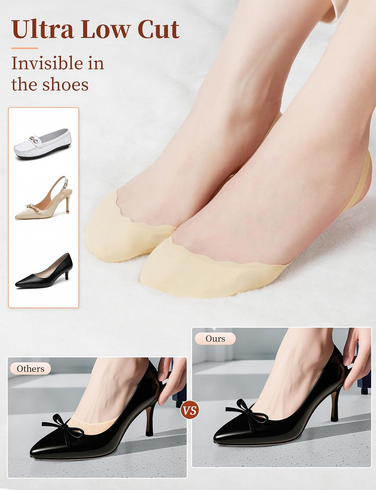 Носки Becellen, ультранизкие, невидимые, балетки, дышащие, для туфель-слингбэков, 4 пары, фото №2