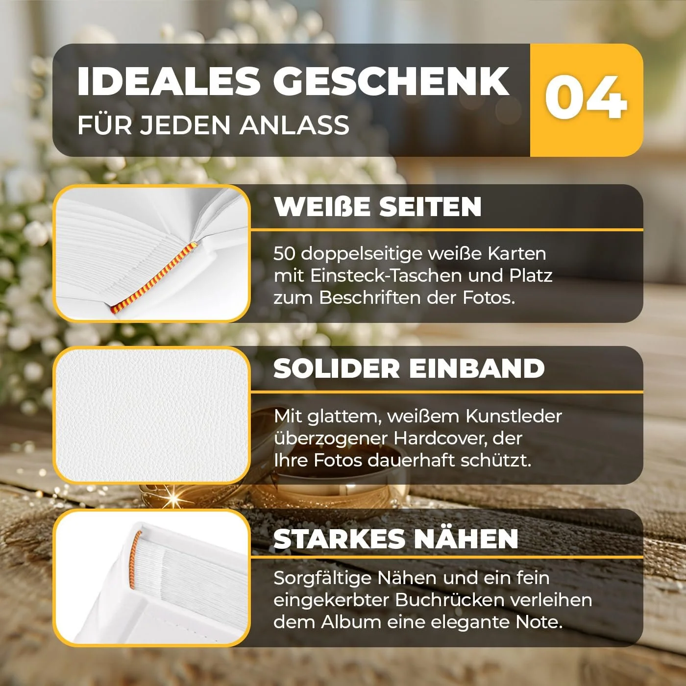 Альбом вкладыш Maverton с гравировкой - Фотоальбом для 200 фотографий 10 x 15 - 100 страниц - Размер: 21 x 22 см - Белый, фото №5 Альбом вкладыш Maverton с гравировкой - Фотоальбом для 200 фотографий 10 x 15 - 100 страниц - Размер: 21 x 22 см - Белый, фото №5