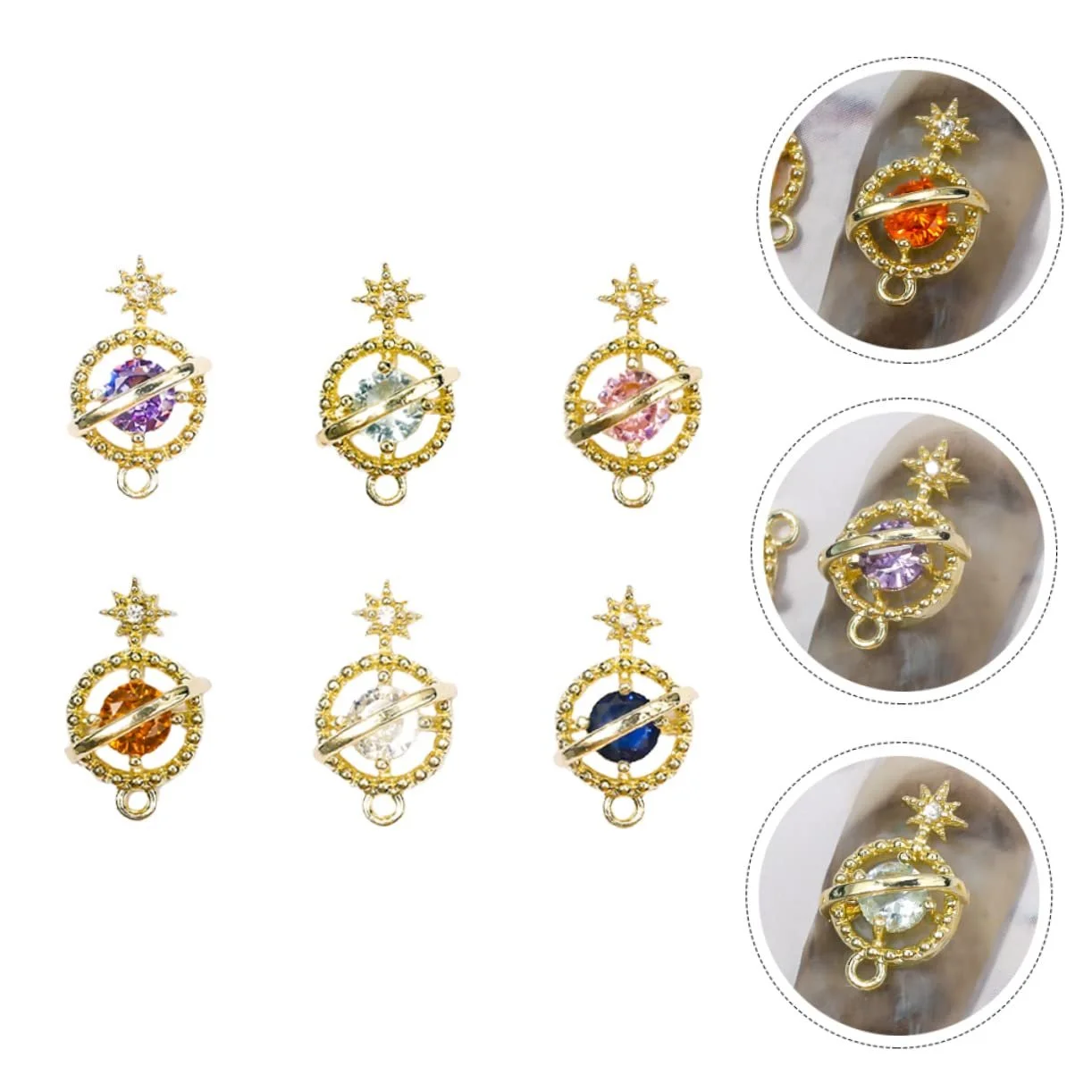 Украшения для ногтей Beavorty, 6 шт., планета, циркон, набор для маникюра, морской стиль, 3D, сплав, модные наклейки, фото №5