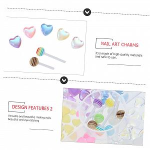 Украшения для ногтей FRCOLOR Декоративные стеклянные камни в форме сердца, леденцы, разные дизайны для творческого маникюра и нейл-арта synthetic.ua - Фото 1
