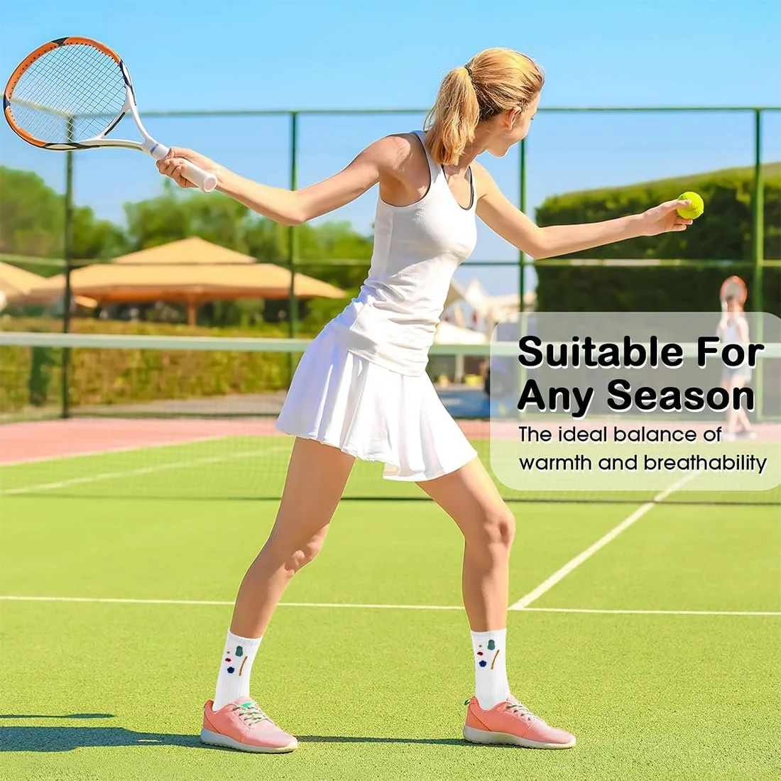 Шкарпетки тенісні Білі EU 39-42, 5 пар, фото №5