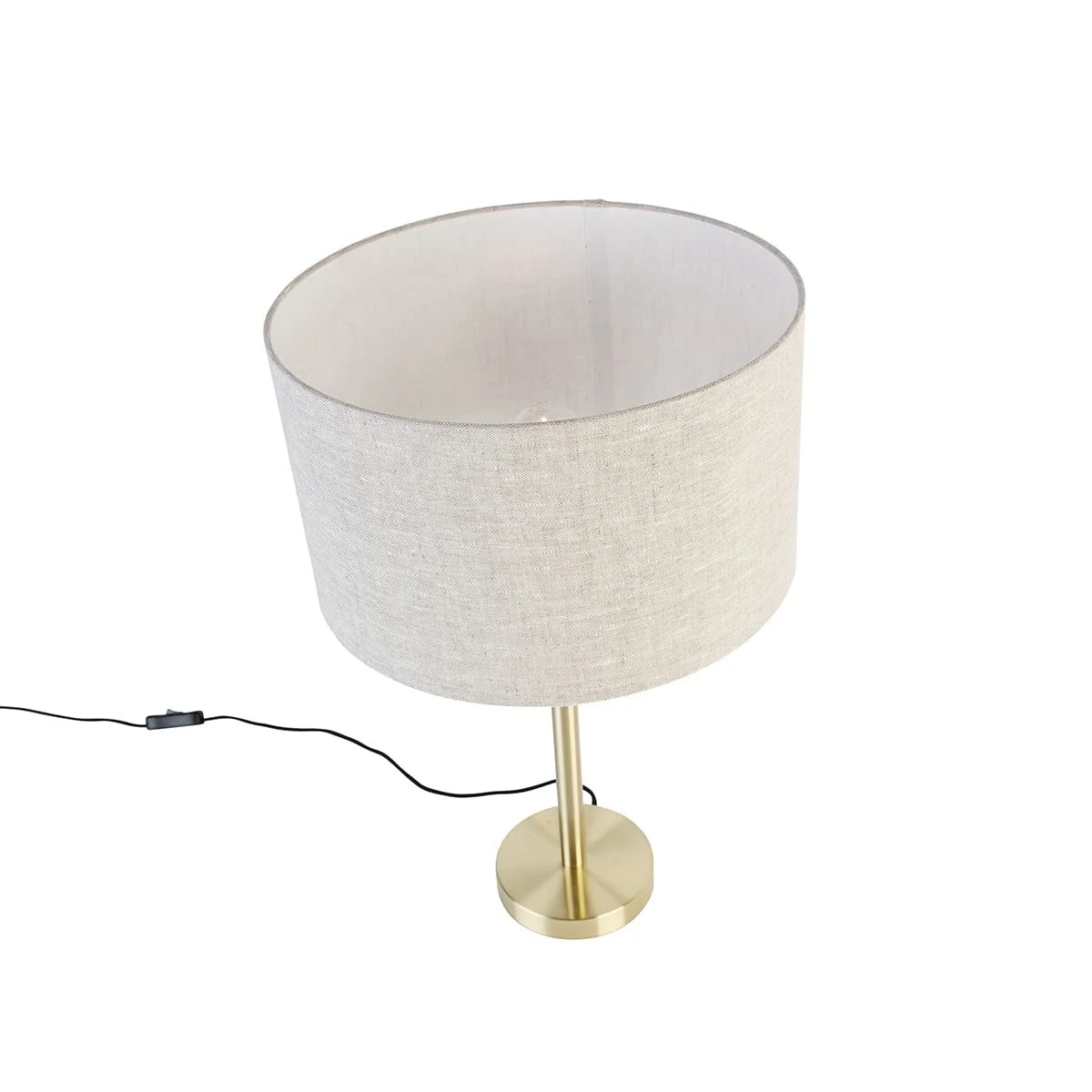 Настільна лампа Qazqa Simplo Design Classic Латунь 35 см Сталь Кругла LED E27 Світло-сірий, фото №5