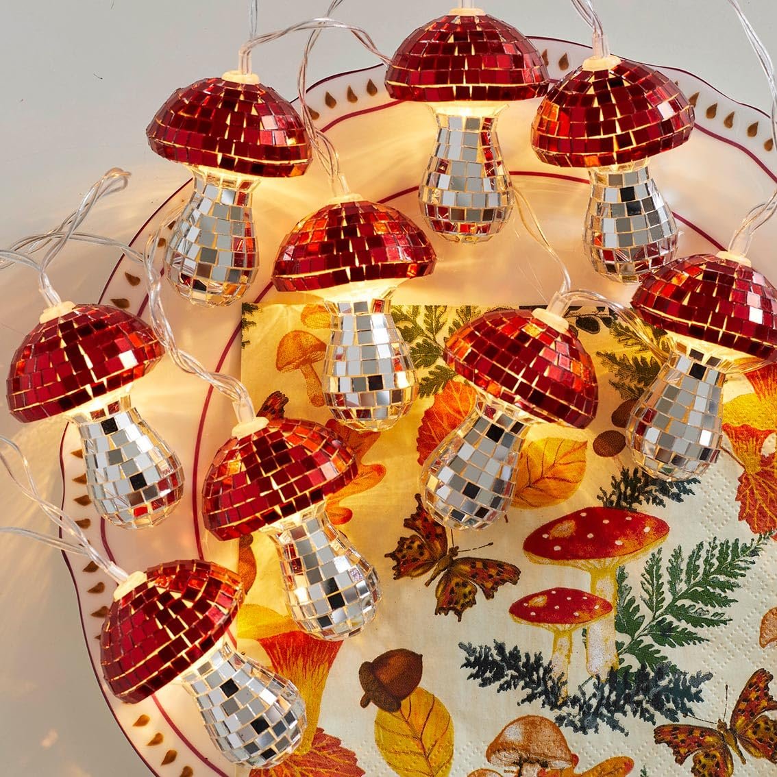 Гірлянда Talking Tables Disco Mushrooms, 1.6 м, 10 LED, червоний, срібний, фото №3