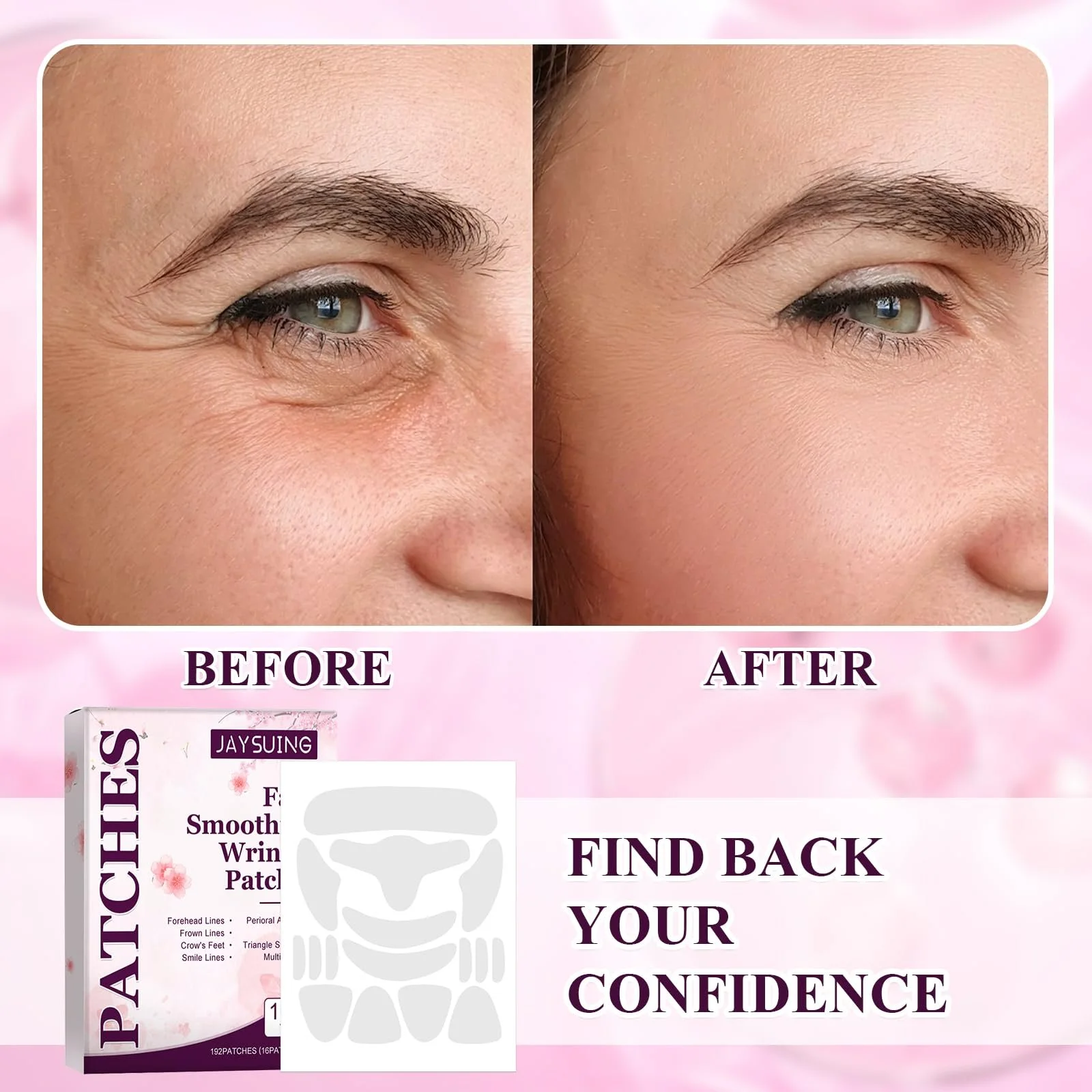 Пластирі від зморшок (1 коробка) для обличчя багаторазові для розгладження грудей шиї чола очей рота, фото №5