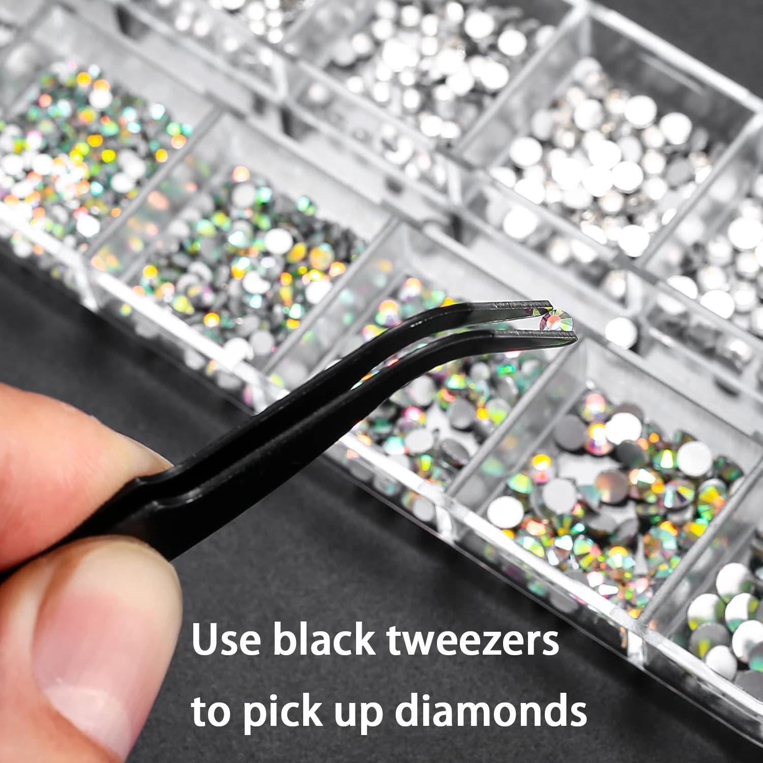 Стразы для ногтей 5760 шт., блестящие камни для ногтей, бисер для ногтей со стразами с пинцетом для DIY украшений для маскарадных платьев, включает 5 инструментов для маникюра, фото №6
