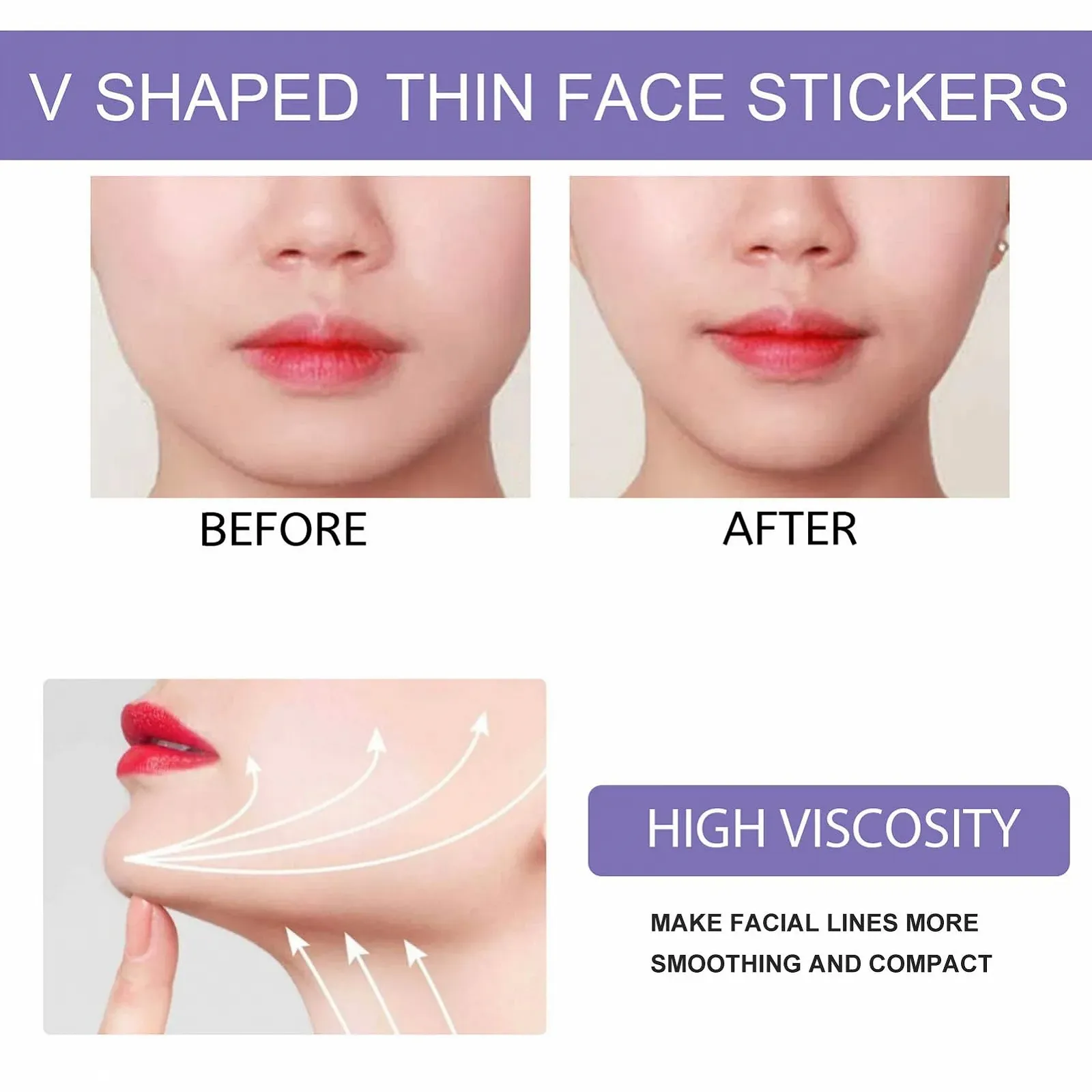 Стрічки для підтяжки обличчя Паковання з 80 V-подібних наліпок для підтяжки обличчя, фото №3 Стрічки для підтяжки обличчя Паковання з 80 V-подібних наліпок для підтяжки обличчя, фото №3