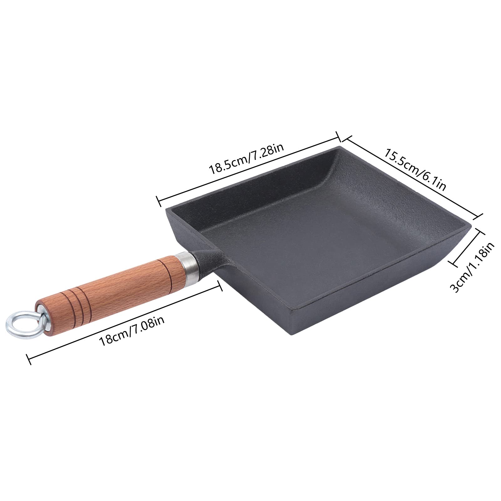 Сковорода SanBouSi Tamagoyaki квадратная для омлетов с деревянной ручкой чёрная, фото №5 Сковорода SanBouSi Tamagoyaki квадратная для омлетов с деревянной ручкой чёрная, фото №5