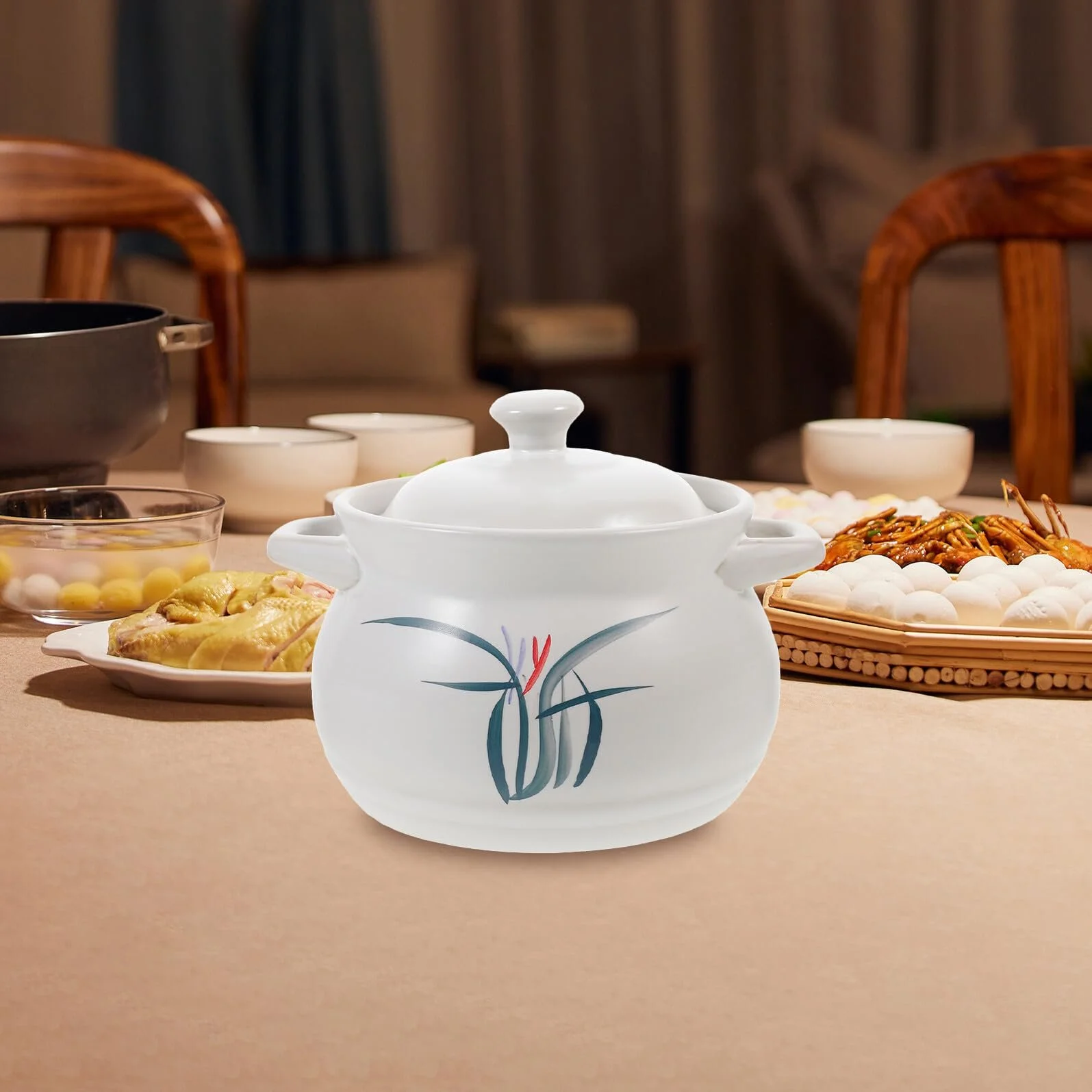 Кастрюля керамическая термостойкая для тушения антипригарная, фото №4