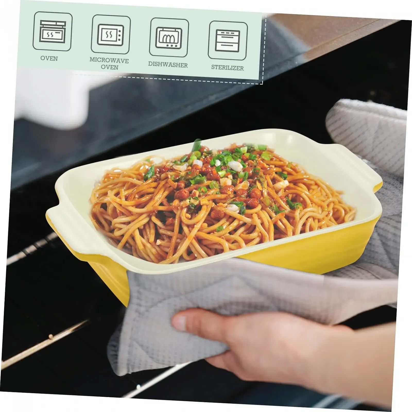 Керамическая форма для запекания TOYANDONA прямоугольная термостойкая Желтая, фото №5 Керамическая форма для запекания TOYANDONA прямоугольная термостойкая Желтая, фото №5