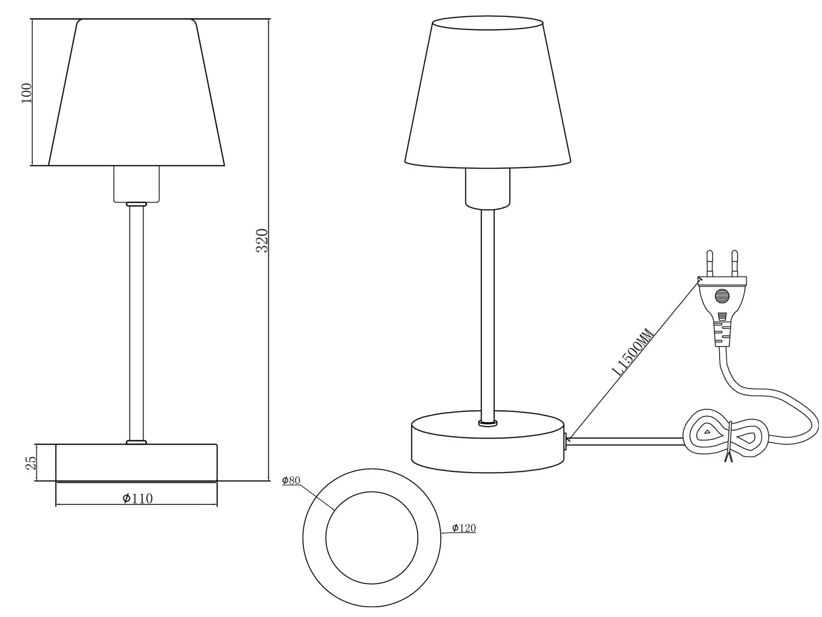 Настільна лампа meineWunschleuchte срібляста зі скляним плафоном біла матова сенсорна висота 32 см, фото №6