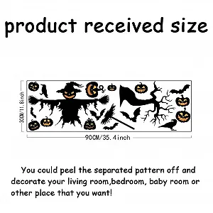 Наклейка на стіну SUPERDANT Хелловін Ворона Кажани Опудало Гарбуз synthetic.ua - Фото 1
