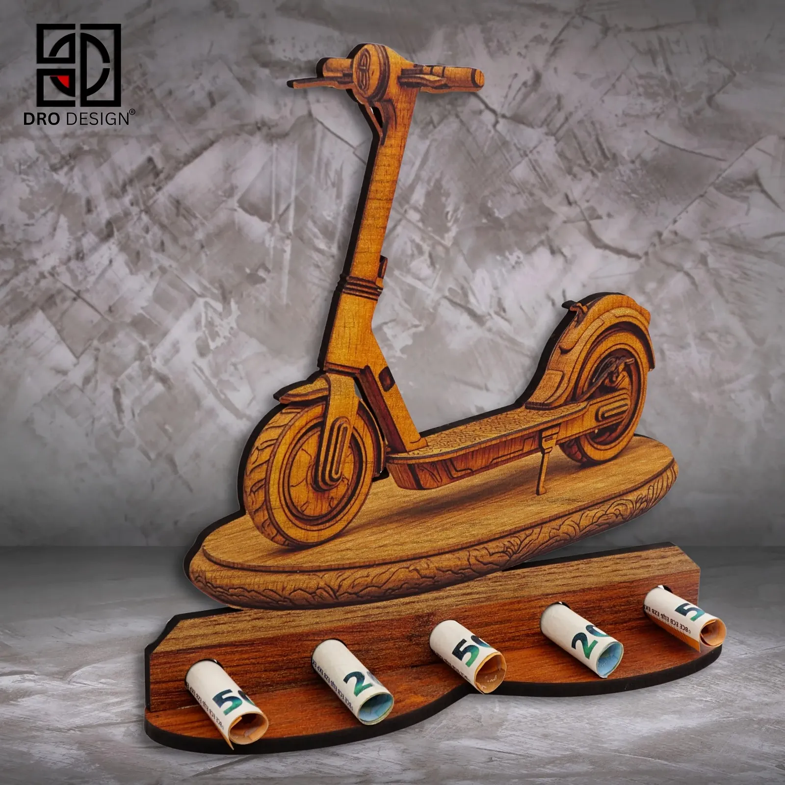 Креативний грошовий подарунок DRO Design Дерев'яний E-Scooter Прикраса, фото №3 Креативний грошовий подарунок DRO Design Дерев'яний E-Scooter Прикраса, фото №3
