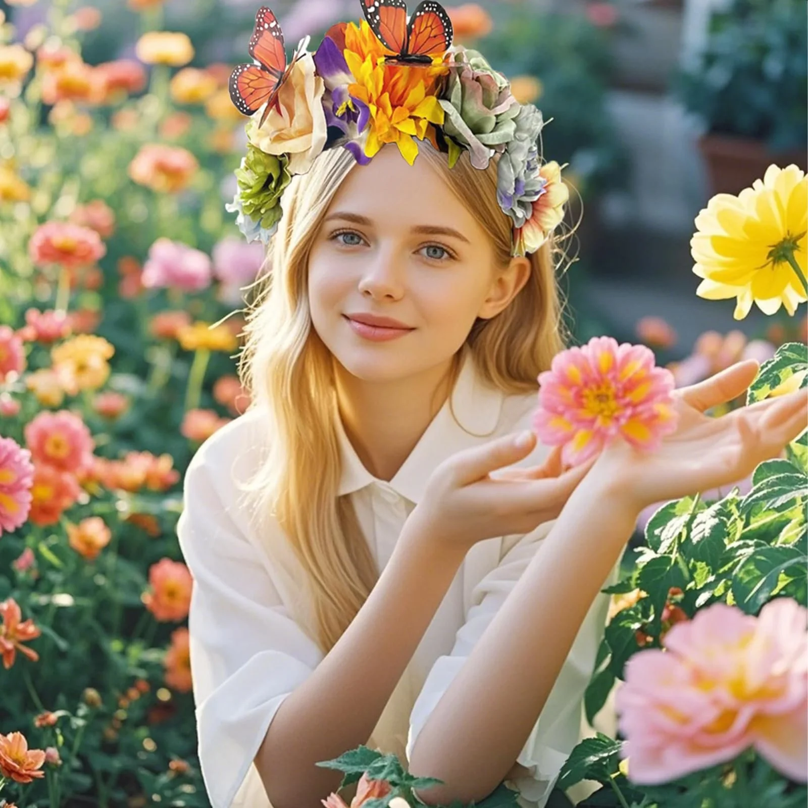 Обруч для волосся штучні квіти, фото №7