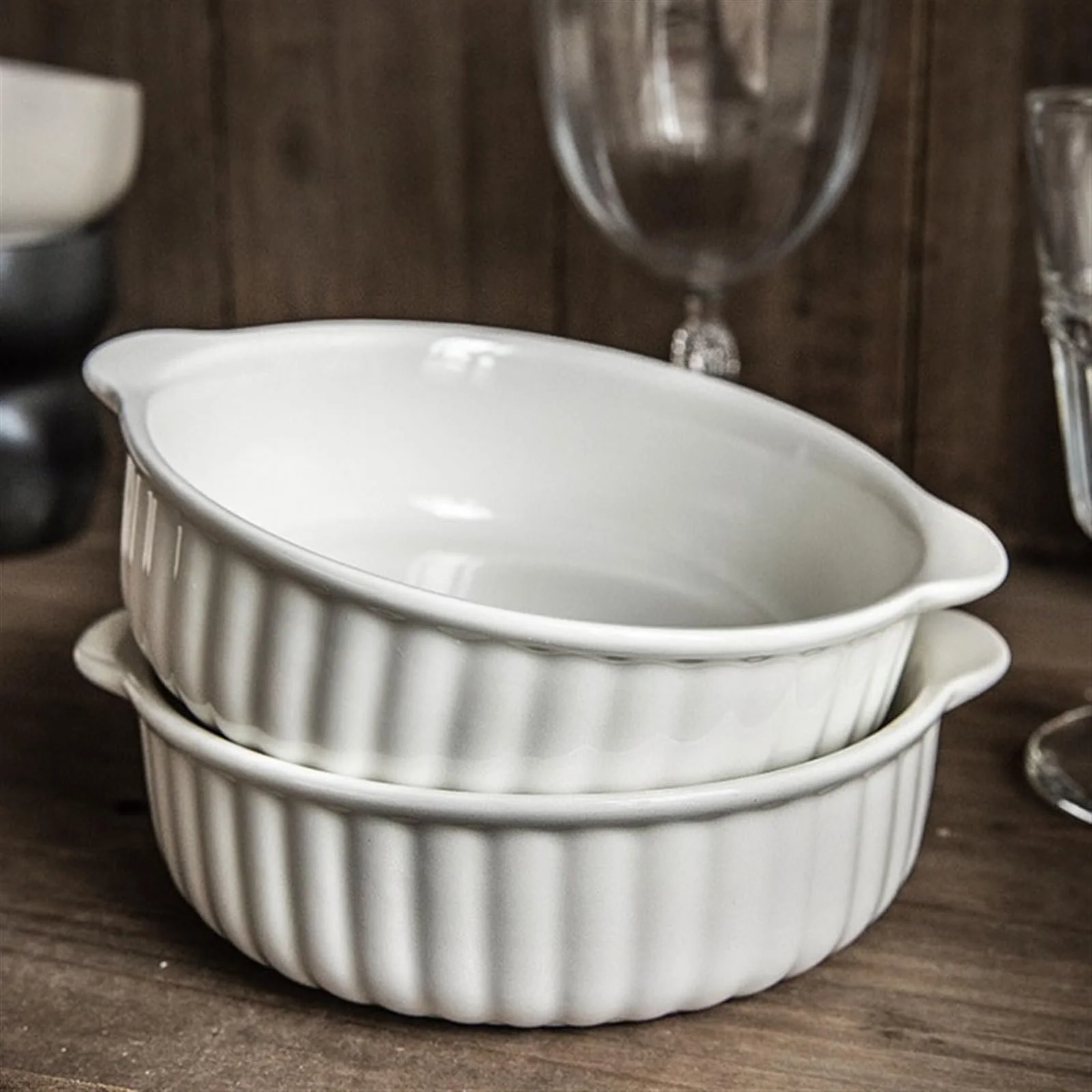 Форма для запекания керамическая Кастрюля-салатница винтажный стиль с ручками 500 мл, фото №4