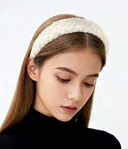 Обруч Широкий axy Ткань Твид Мягкий HRK8 Белый synthetic.ua - Фото 1