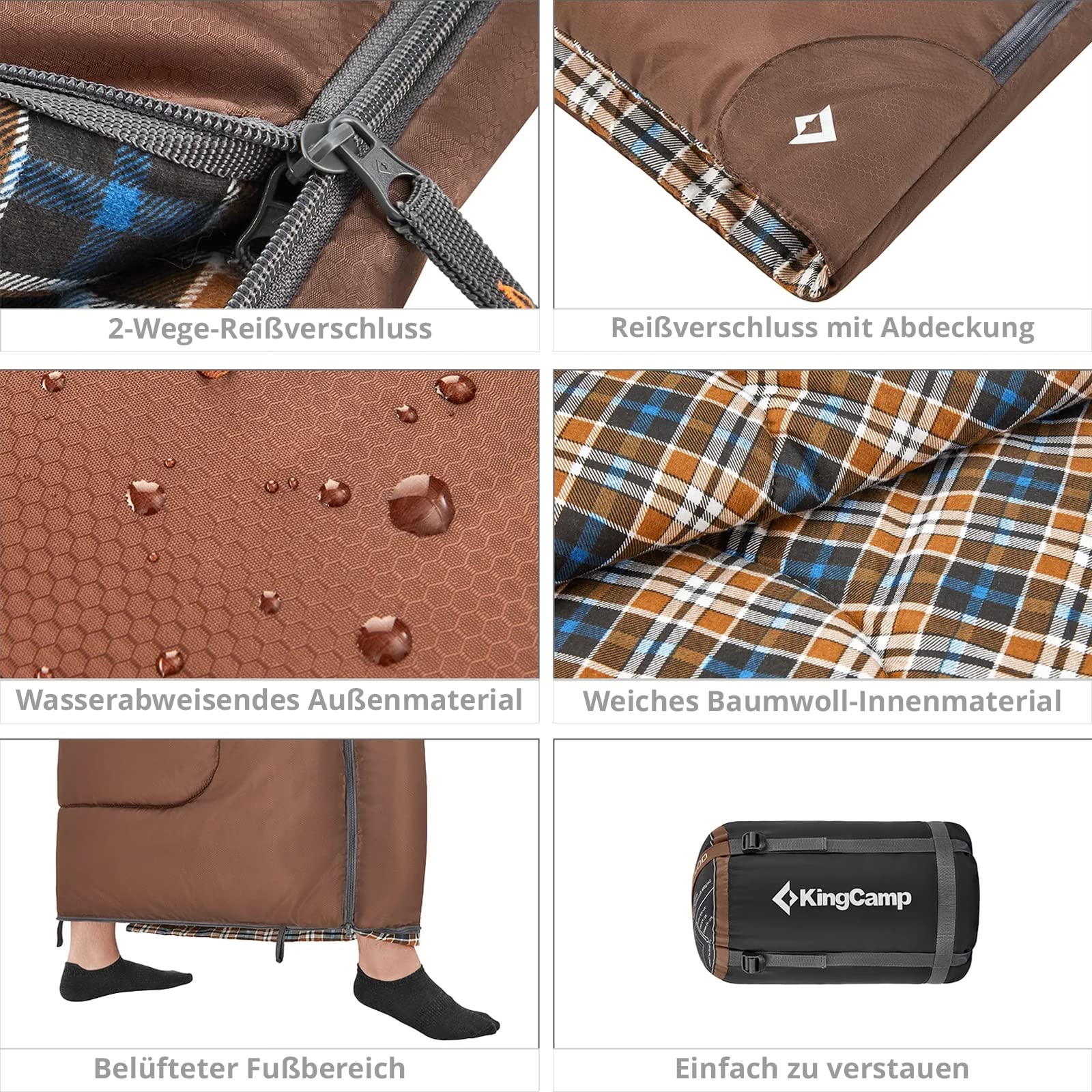 Спальный мешок KingCamp Snowflake 400 XL Cotton -15, фото №4