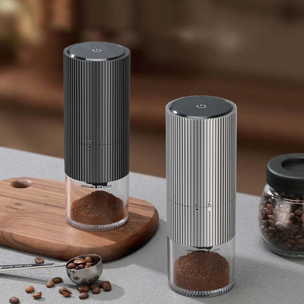 Электрическая кофемолка USB Espresso Регулируемая Нержавеющая сталь Портативная Прозрачная рабочая камера Функция автоматической остановки Черный, фото №6