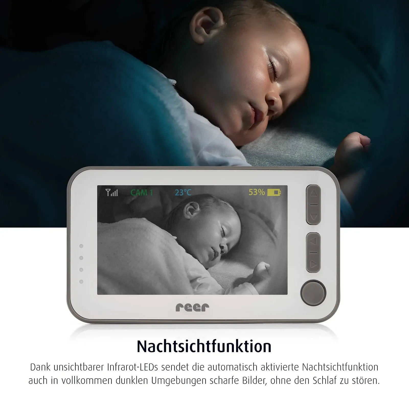 Відеоняня Reer BabyCam XL 80440 Нічне бачення Відстеження руху Білий, фото №4 Відеоняня Reer BabyCam XL 80440 Нічне бачення Відстеження руху Білий, фото №4