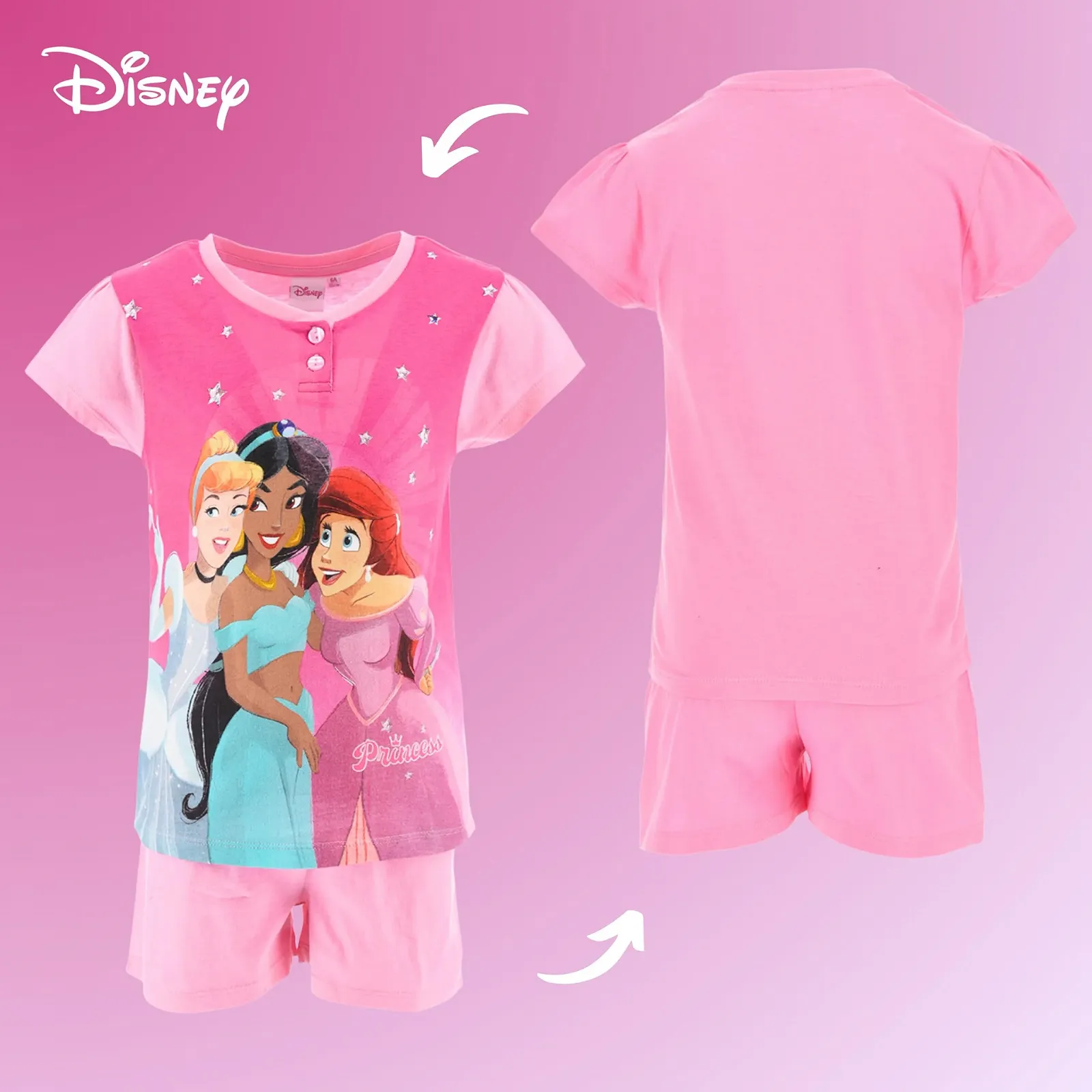 Піжама Disney Принцеси Футболка та Шорти Попелюшка Аріель Жасмін для Дівчат, фото №9 Піжама Disney Принцеси Футболка та Шорти Попелюшка Аріель Жасмін для Дівчат, фото №9