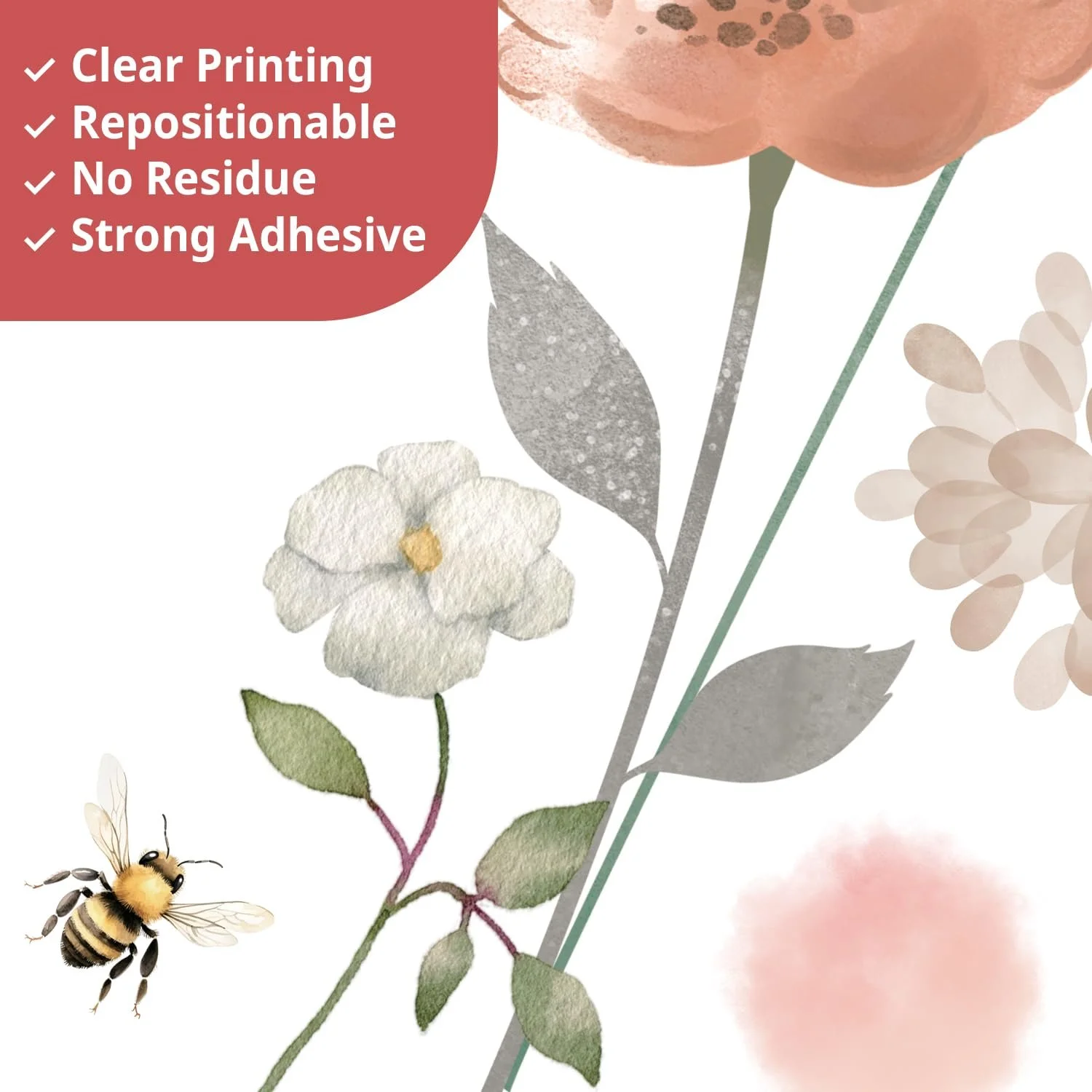 Настінні наклейки DECOWALL SG2-2421 Бохо квіти акварельні знімні декор для дитячої, фото №4 Настінні наклейки DECOWALL SG2-2421 Бохо квіти акварельні знімні декор для дитячої, фото №4