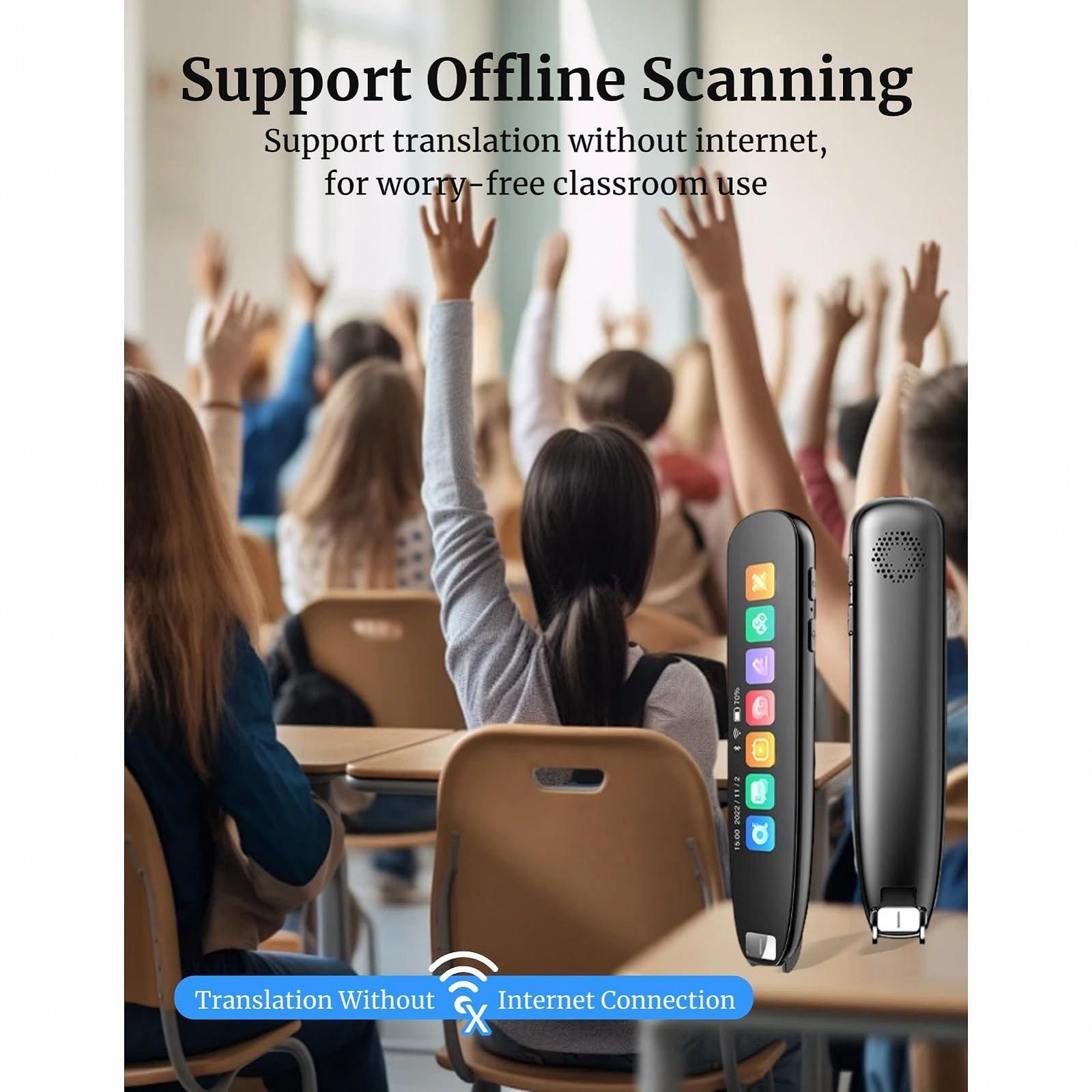 Ручка для сканирования переводов, Мобильный сканер, Ручка-словарь для чтения, 3.69-дюймовый HD сенсорный экран, Портативное устройство для голосового перевода с видеопроекцией для учебных поездок, фото №2