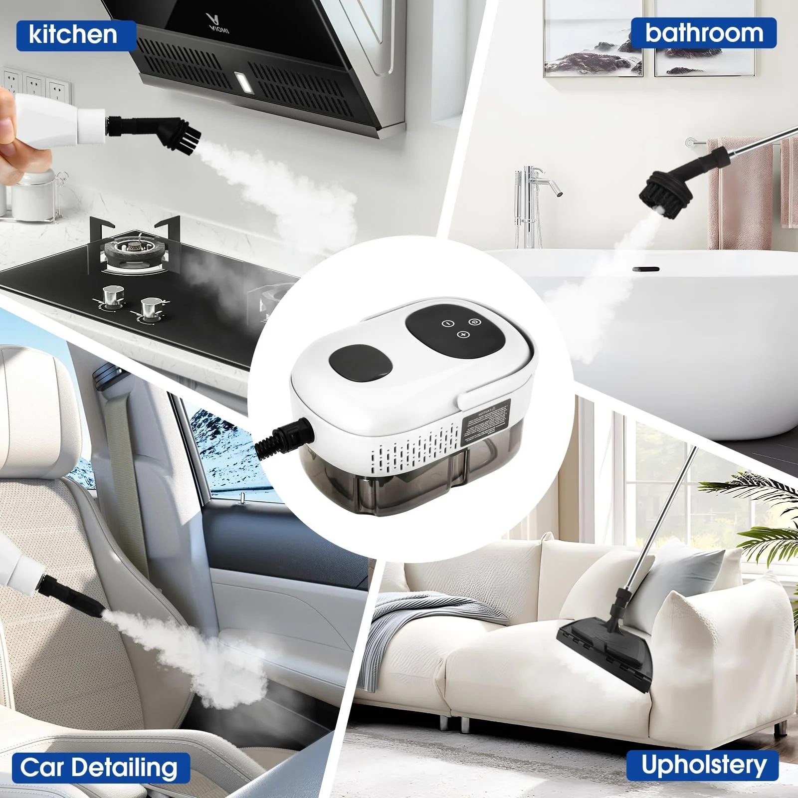 Пароочисник ручний 2500W 1100 мл 3Bar Білий, фото №5 Пароочисник ручний 2500W 1100 мл 3Bar Білий, фото №5