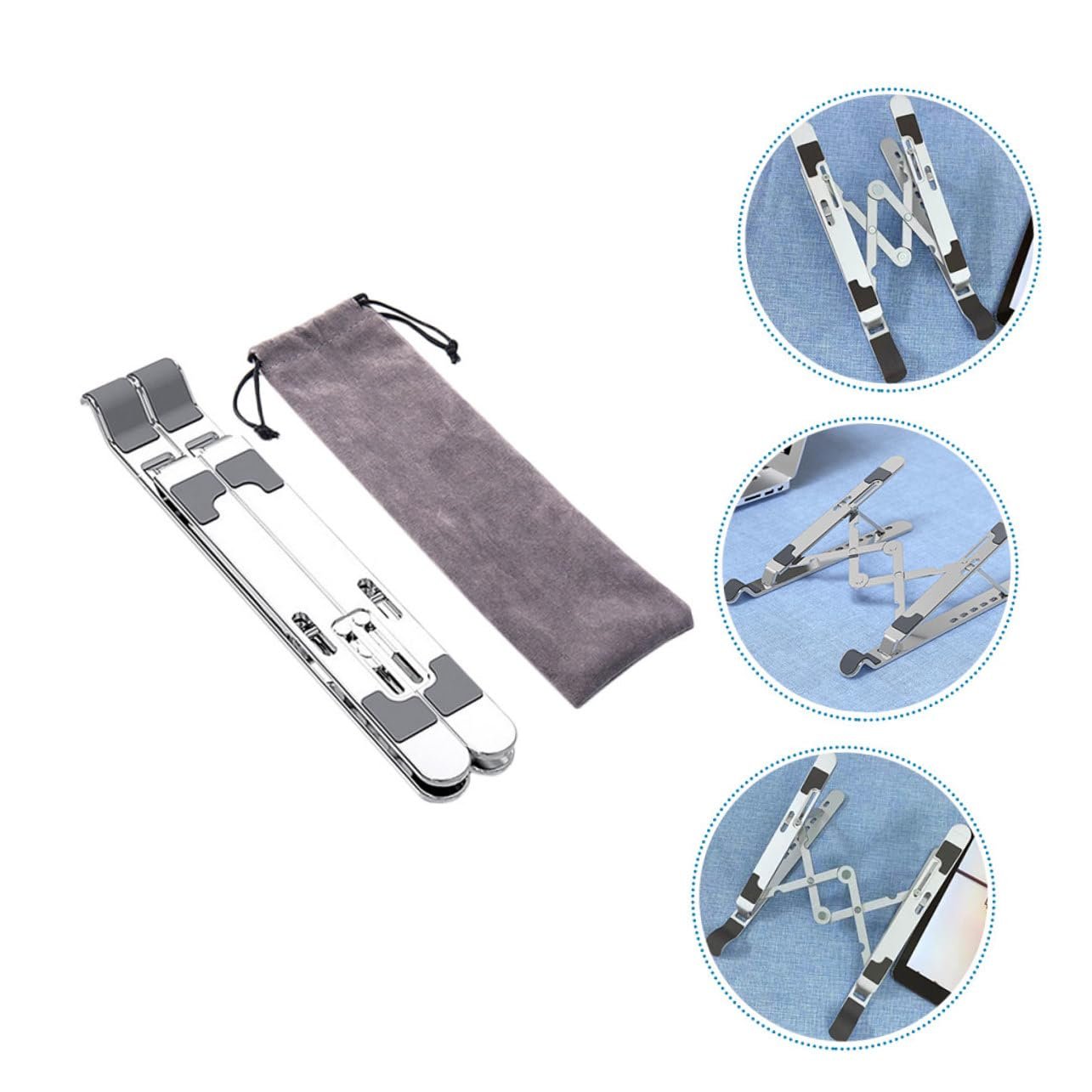 Підставка для ноутбука алюмінієва складна з регулюванням висоти ергономічна з сумкою для транспортування легка стійка до подряпин сумісна, фото №3