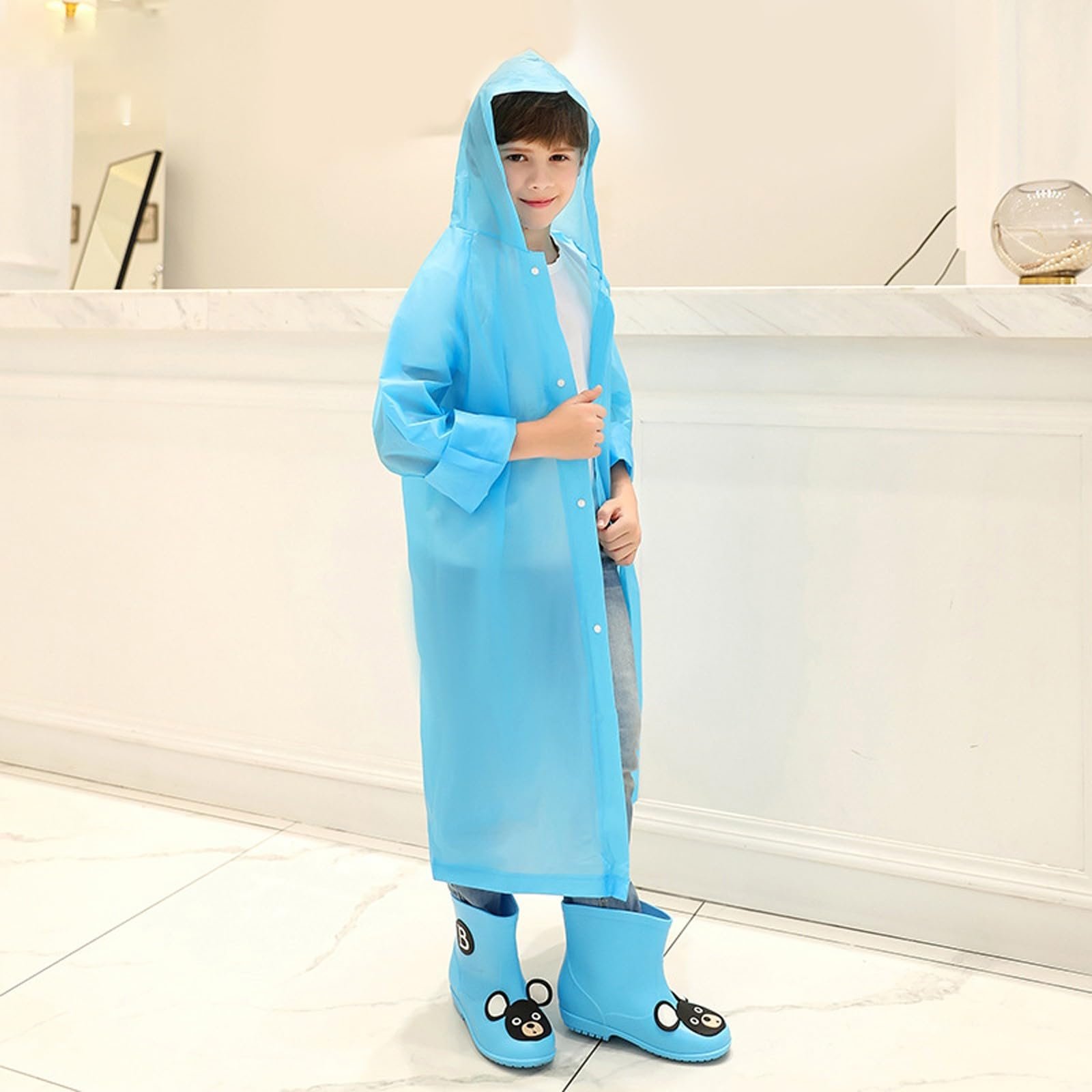 Детский дождевой плащ-пончо Qzeanxy Унисекс Стиль Для улицы Водонепроницаемый С капюшоном, фото №5 Детский дождевой плащ-пончо Qzeanxy Унисекс Стиль Для улицы Водонепроницаемый С капюшоном, фото №5