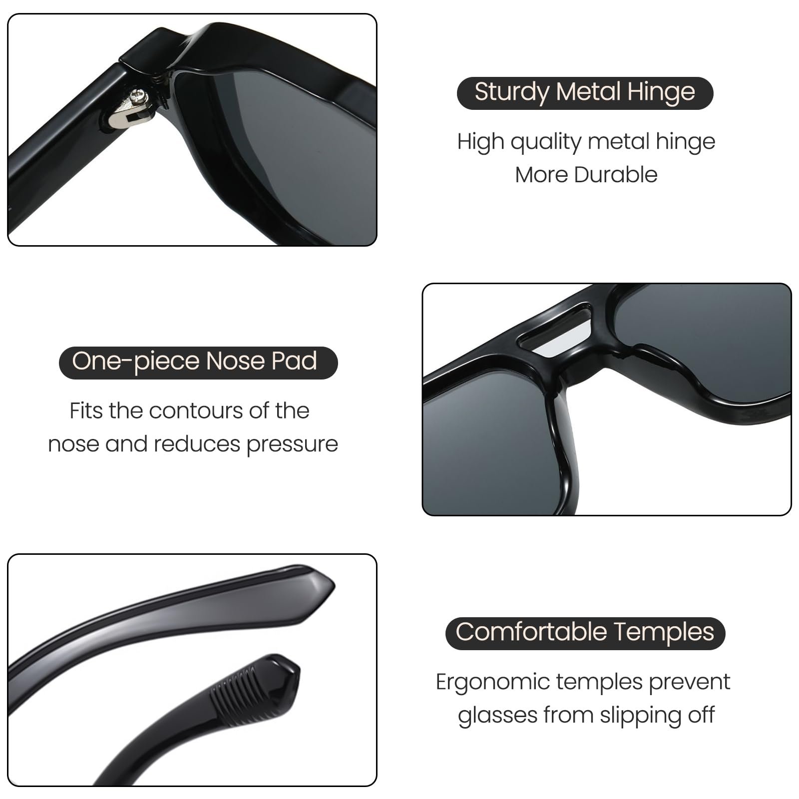 Сонцезахисні окуляри Авіатори Ретро CIKJUK Квадратні лінзи UV400, фото №5