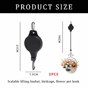 Підвісні тримачі-ролики для рослин 2 шт. Регульовані Чорні synthetic.ua - Фото 1