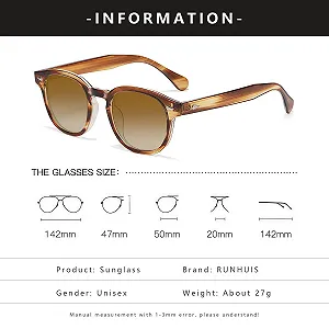 Солнцезащитные очки круглые ретро RUNHUIS для мужчин и женщин, модные винтажные UV400 synthetic.ua - Фото 1