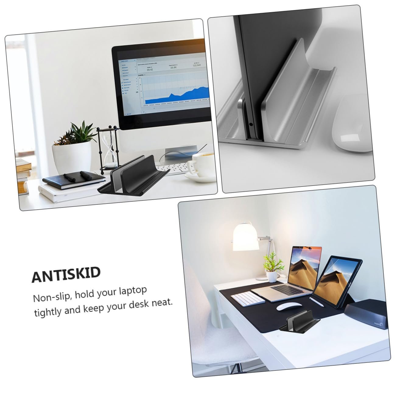 Вертикальна підставка для ноутбука Алюміній Охолоджуюча з нержавіючого легкого металу Нековзна, фото №8