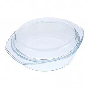 Форма для запікання GALPADA кругла скляна з кришкою та ручками - Фото 1