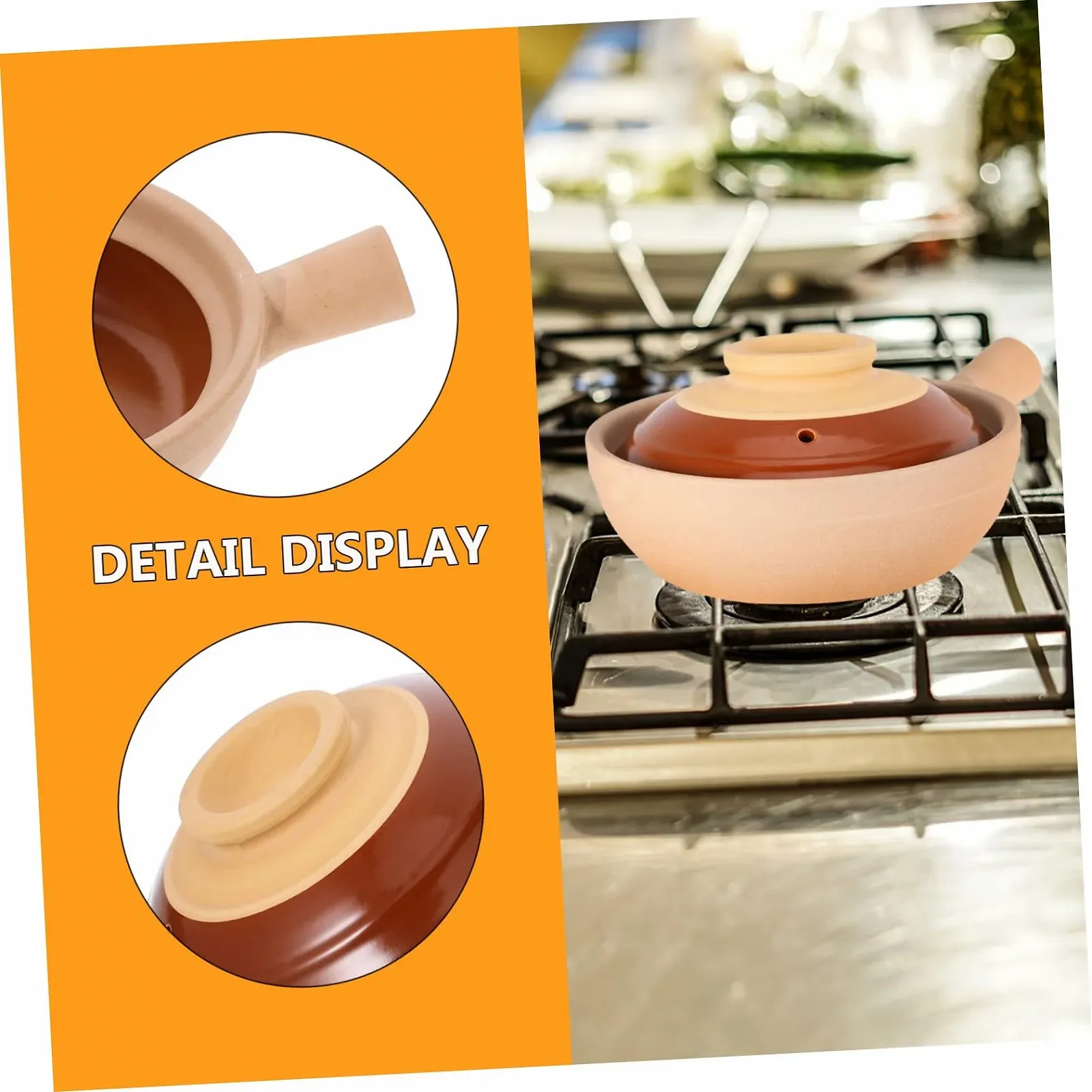 Кастрюля керамическая с крышкой и ручкой традиционная глиняная для риса, рагу и супов, фото №3