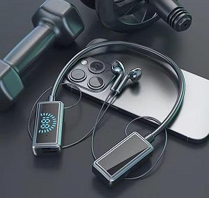 Беспроводные спортивные наушники на шею BT 5.4 Черные synthetic.ua - Фото 1