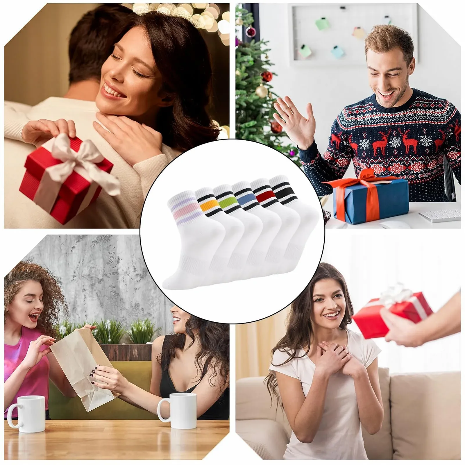 Спортивные носки Белые в полоску 6 пар, размер 38-42, фото №6