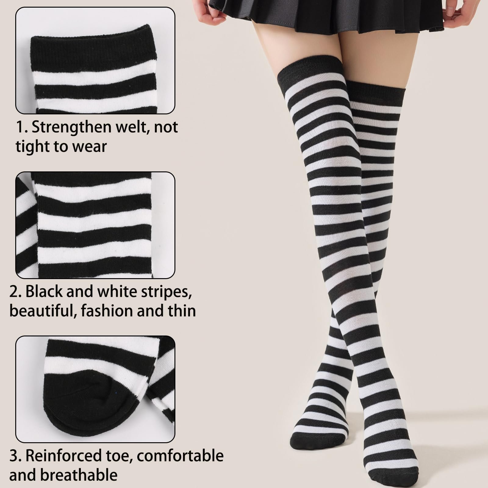 Комплект з 2 смугастих панчіх вище коліна, фото №2