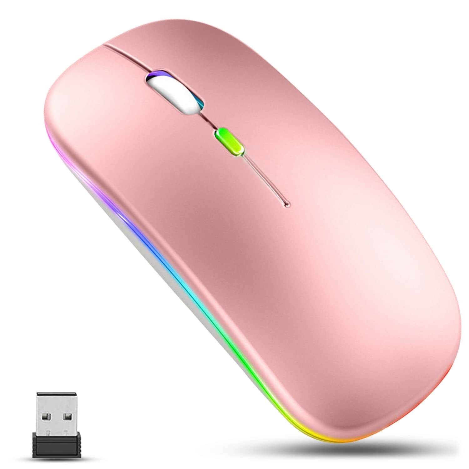 Мышь беспроводная GLOBAL TECH USB 2.4G Розовое золото, фото №1