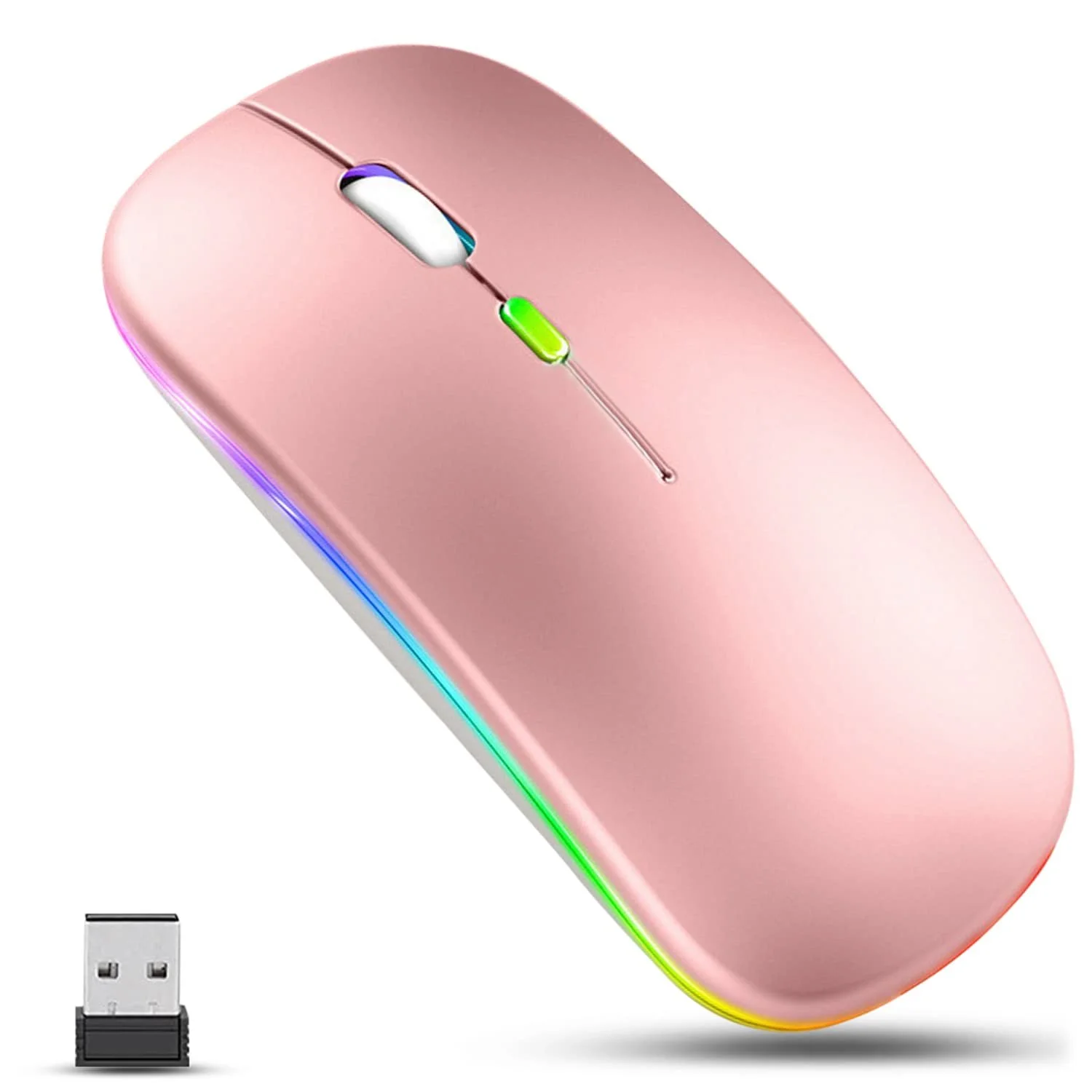 Мышь беспроводная GLOBAL TECH USB 2.4G Розовое золото, фото №1